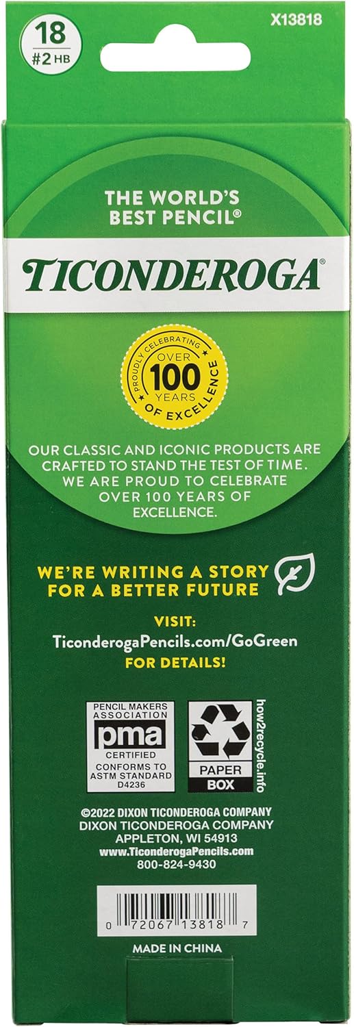 Ticonderoga Wood-Cased Pencils, Pre-Sharpened, 2 HB Soft, Yellow, 72 Count