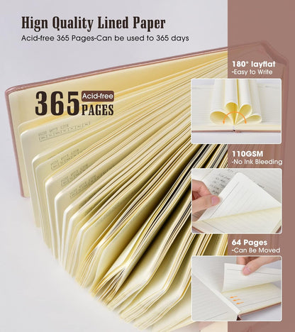 Lined Journal Notebook -365 Pages A5 Thick Journals for Writing Ruled Notebook, Hardcover Leather Journal for Women Men Daily Journal Notebook for Work, Note Taking, 100Gsm Lined Paper( 5.75'' X 8.38'' Green)