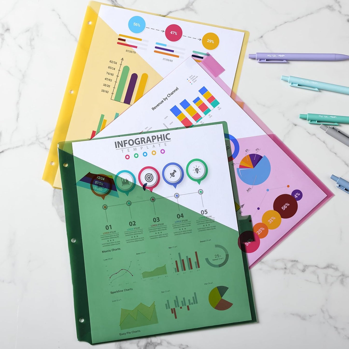 Mr. Pen- Binder Dividers with Pockets and Tabs, 1 Set, 8 Tabs/Set, Colorful, 3 Ring Binder Dividers with Tabs and Pockets on Both Sides