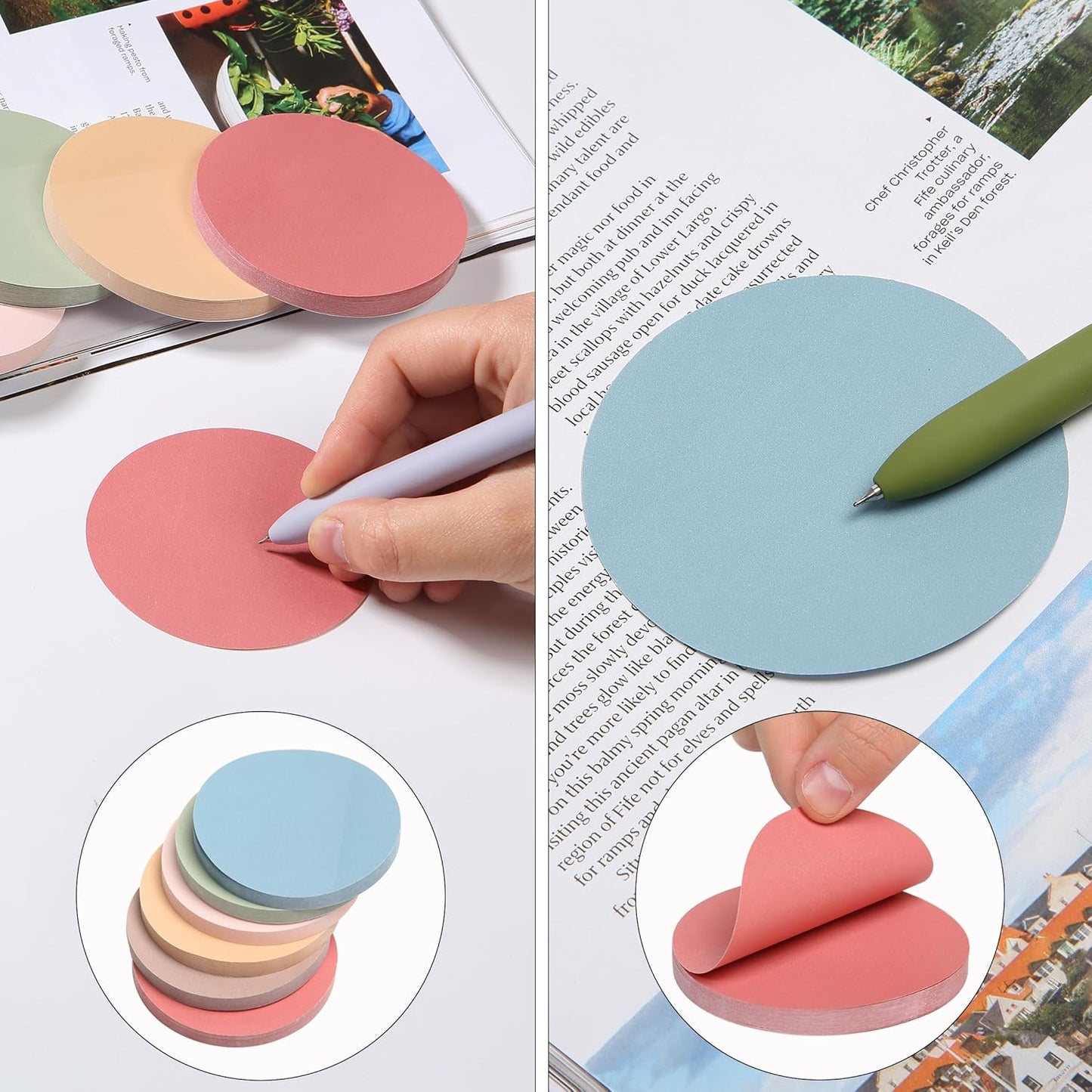 Mr. Pen- Round Sticky Notes, 2.8" Diameter, 12 Pads, 720 Sheets, Morandi Color, Sticky Notes Bulk, Self-Stick Note Pads, Perfect for Office, School, Home, Study & Organization