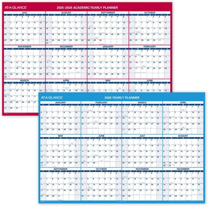 AT-A-GLANCE Dry Erase Calendar 2026-2027 Academic & Regular Year Wall Planner, 12-Month, 24" x 36", Double Sided, Vertical (PM210S28)