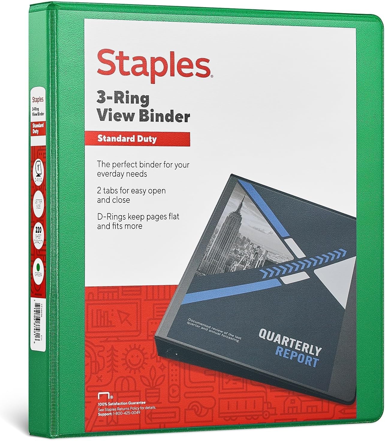 Staples Standard 2-Inch 3-Ring View Binder, Holds Up to 450 Sheets, Orange, Durable Binder for Office & School