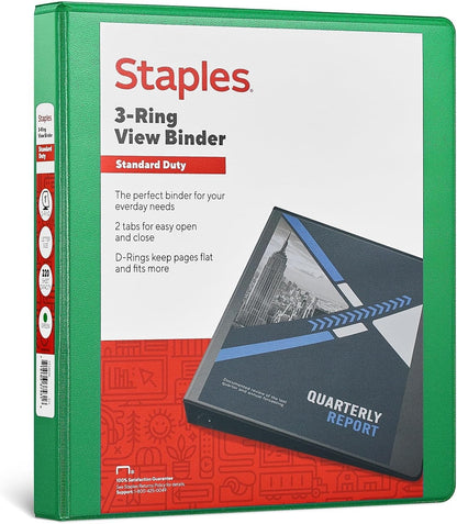 Staples Standard 2-Inch 3-Ring View Binder, Holds Up to 450 Sheets, Orange, Durable Binder for Office & School