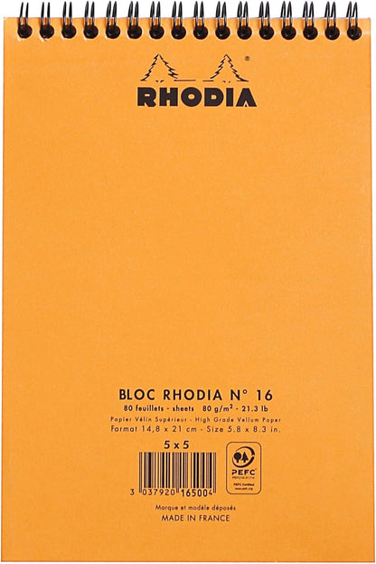 Rhodia Wirebound Pad 8.25x11.75, Lined, Orange