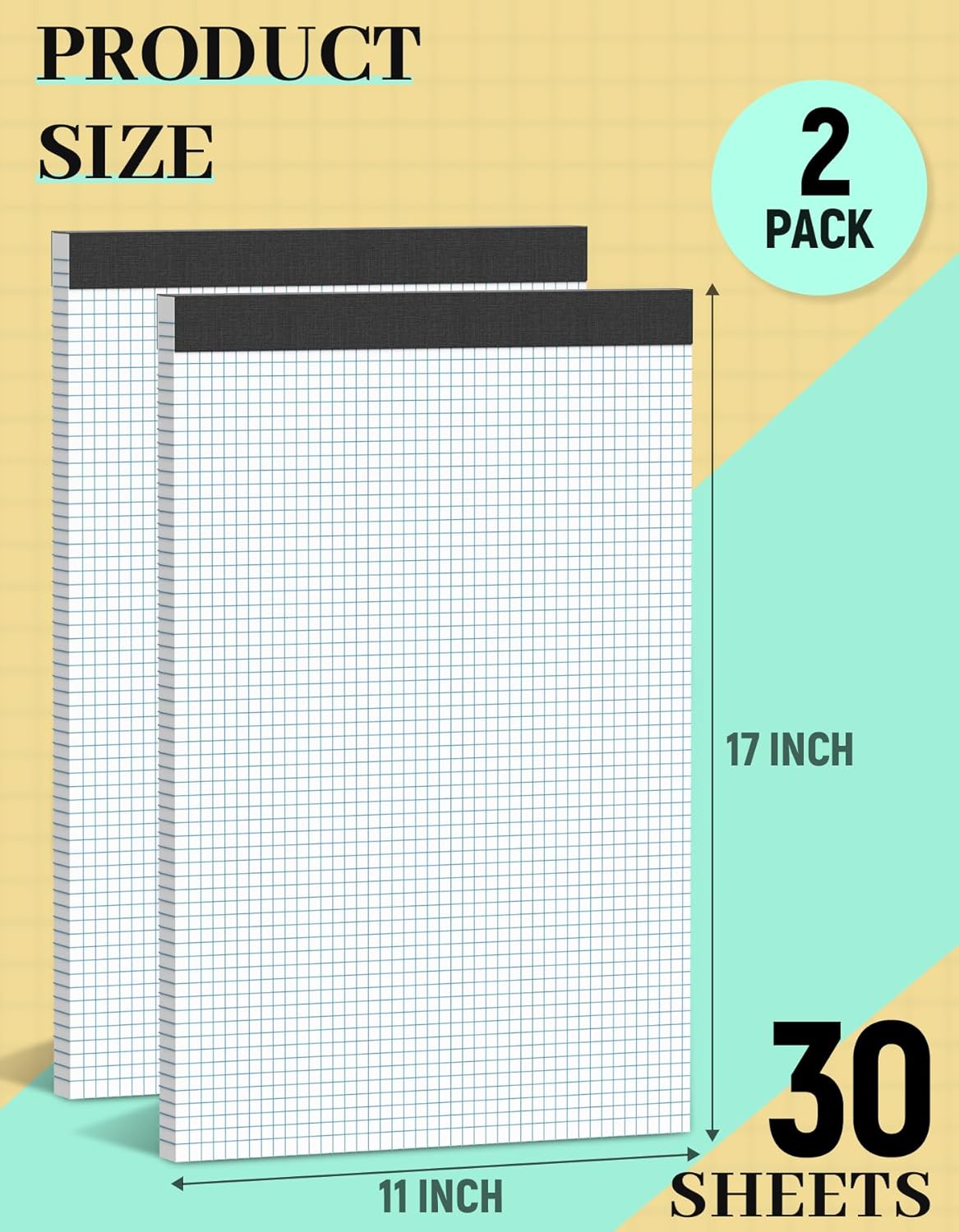 Graph Paper Pads 8.5 x 11, 4x4 Quad Ruled, 3 Pack Grid Paper Pad 8.5 x 11, 30 Sheets Perforated Blueprint Quadrille Letter Size Graphing Notebook for Drafting, Drawing, Engineering