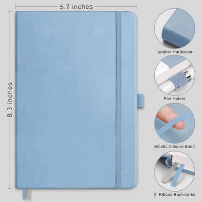 RETTACY Graph Grid Paper Notebook, 192 Pages, A5 Medium Size (5.7'' x 8.3''), 5 Squares per Inch, Leather Hardcover, 100 GSM Thick Paper, for School, Students, Math, Engineering (Brown)