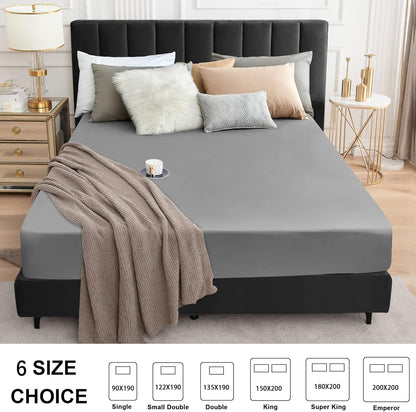 Sufdari Mattress Protector,Waterproof 18" Deep Pocket Mattress Cover Fitted Sheet Style with Elastic Rubber Band,Washable and Easy Care-Black,Queen