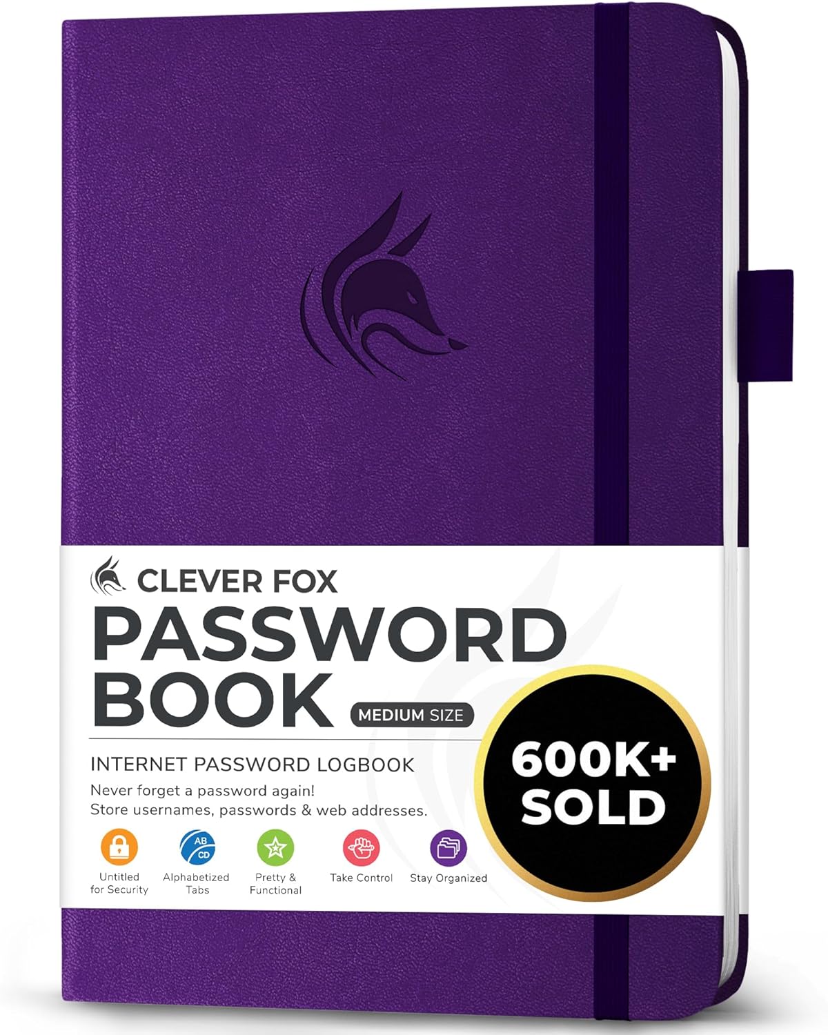 Clever Fox Password Book with alphabetical tabs. Internet Address Organizer Logbook. Small Pocket Password Keeper for Website Logins (Orange)