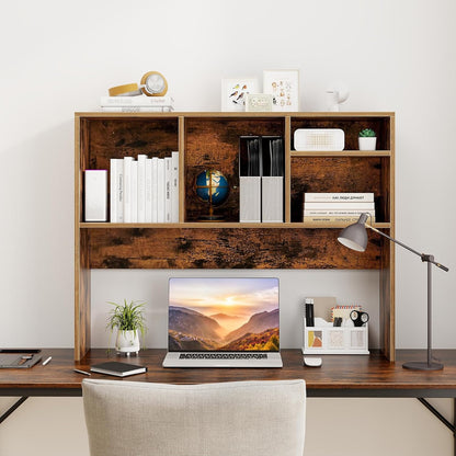 Tangkula Desktop Bookshelf, Countertop Storage Hutch with 5 Shelves for Computer Desk, Desk 3-Tier Display Rack, Multipurpose Wood Desktop Hutch Storage Organizer for Dorm Office Home