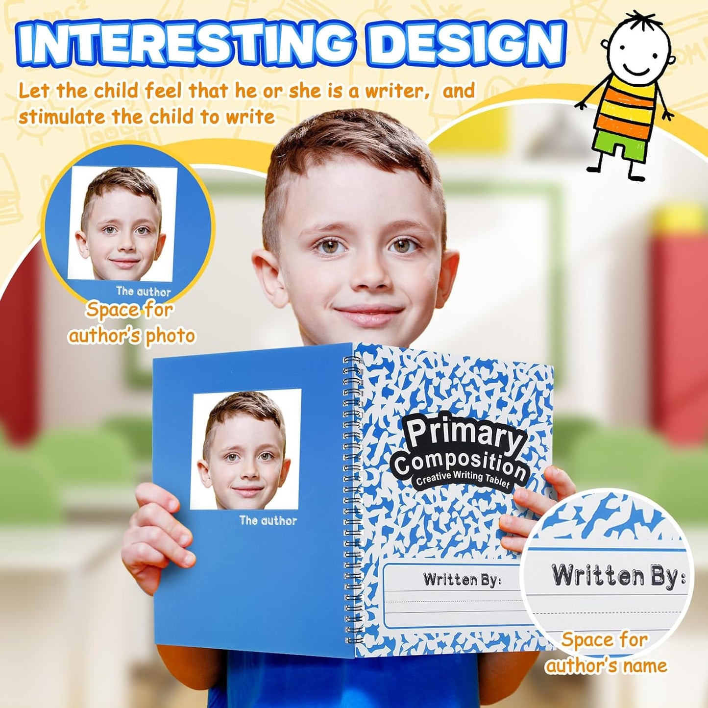 Henoyso 8 Pcs 100 Pages Spiral Primary Composition Notebook K-2 Bulk Primary Journal Drawing Handwriting Practice for Kids 4-6 Kindergarten Preschool Home School 1st 2nd Grade Student (Fresh Color)
