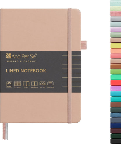 &And Per Se Lined Journal Notebook, 160 Pages, A5 5.7 x 8 inches College Ruled Thick Paper Notebook Journals for Writing, Hardcover Notebooks for Women Men Office School (1 Pack, Green) - Colors A
