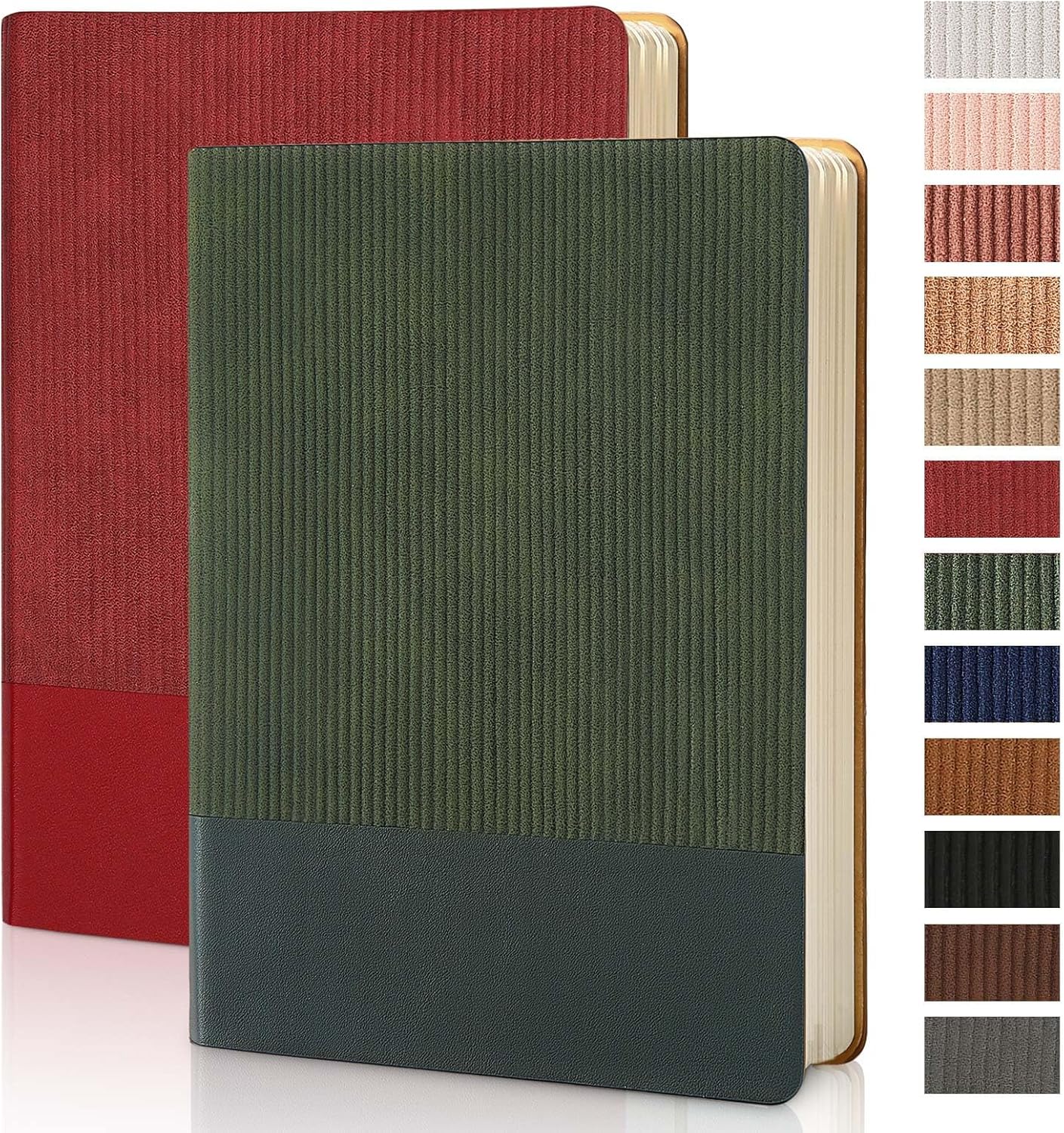 Lined Journal Notebook for Work College Ruled Note Book 5.79"x8.27"A5 PU Leather Daily Journaling 216 Pages for Women Men Writing Home School Supplies Business (Dark Green)