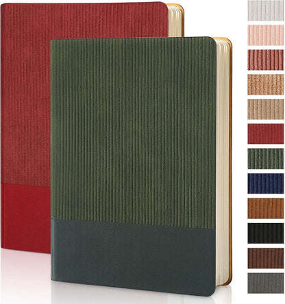 Lined Journal Notebook for Work College Ruled Note Book 5.79"x8.27"A5 PU Leather Daily Journaling 216 Pages for Women Men Writing Home School Supplies Business (Dark Green)
