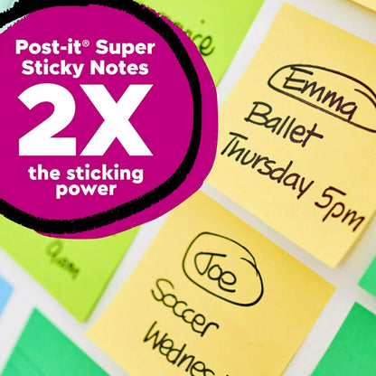 Post-it 100% Recycled Paper Super Sticky Notes, 3 in. x 3 in., 12 Pads, 70 Sheets per Pad, Wanderlust Pastels, School Supplies and Office Products