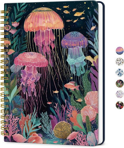 ZOTIA Lined Spiral Journal for Women, A5 Pretty Hardcover Notebook for Work, School & Office Writing, Aesthetic Writing Journal College Ruled, 140 Pages, 5.8" x 8.3", Twilight Bloom
