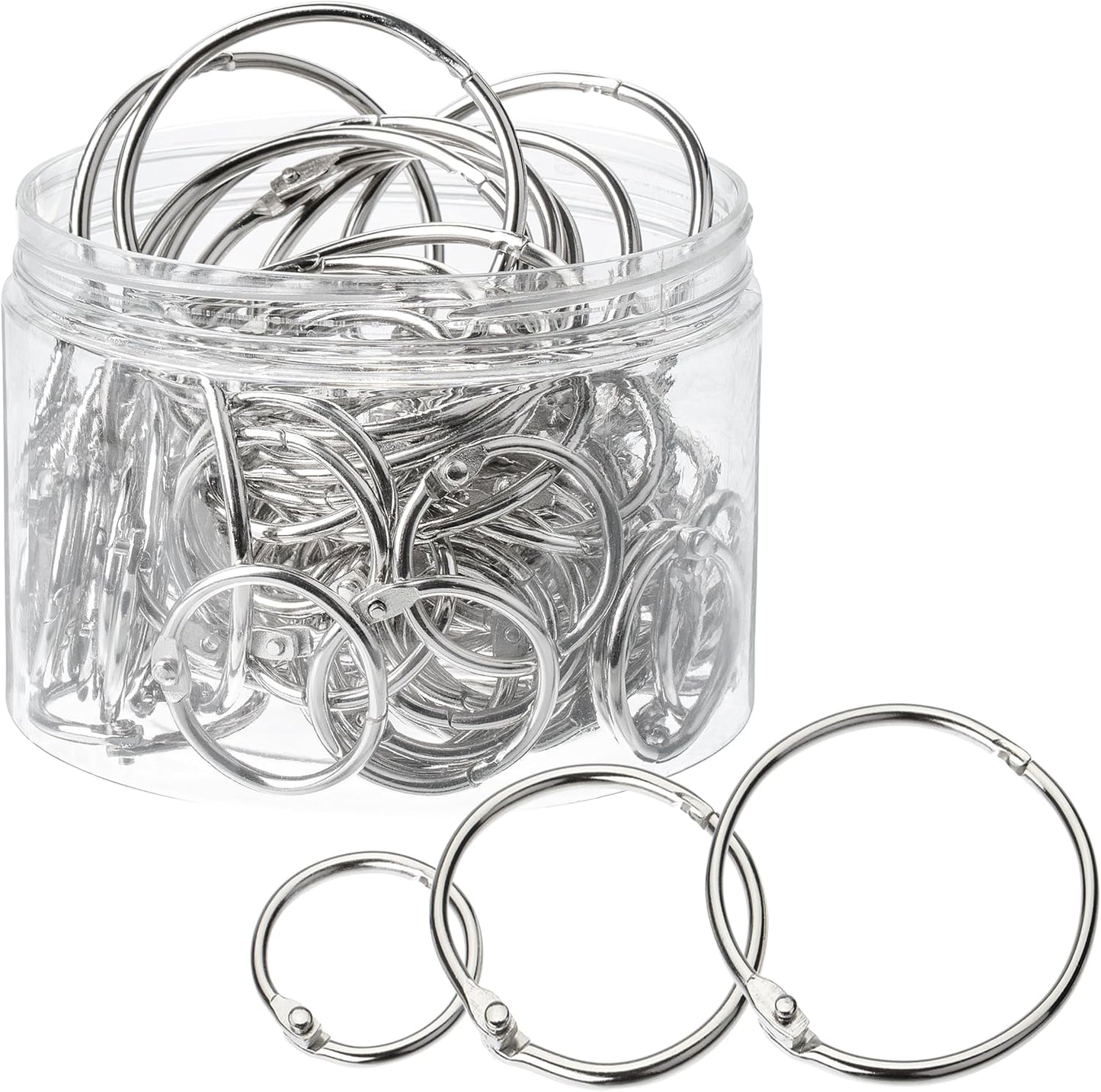 Mr. Pen- Loose Leaf Binder Book Rings, 5 Assorted Sizes (0.6", 1", 1.2", 1.5",2"), 36 Pack, Metal Binder Rings for Index Cards, Keychains, School, Home, Office, Silver