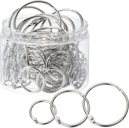 Mr. Pen- Loose Leaf Binder Book Rings, 5 Assorted Sizes (0.6", 1", 1.2", 1.5",2"), 36 Pack, Metal Binder Rings for Index Cards, Keychains, School, Home, Office, Silver