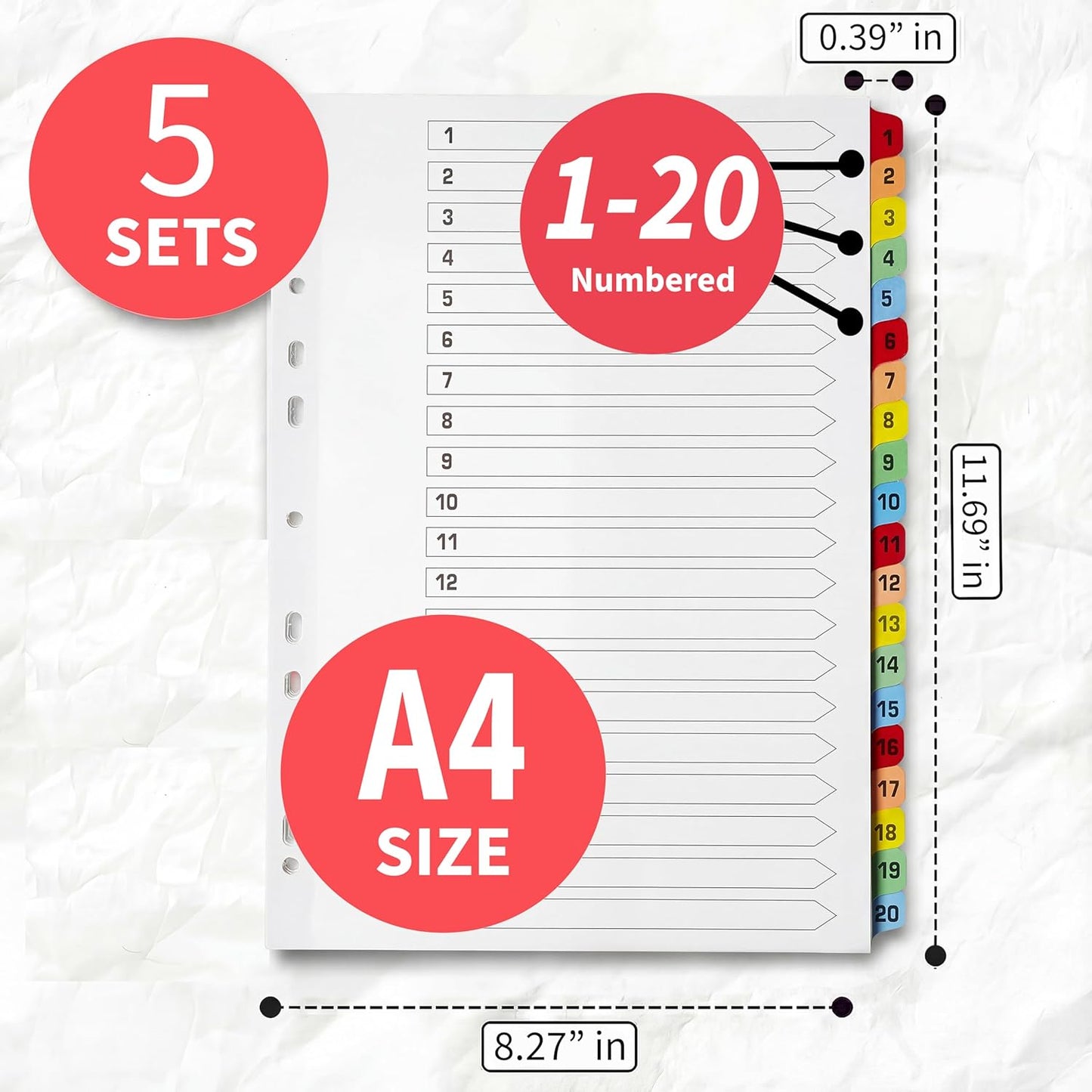 Binder Dividers with Tabs 1-20 Numbered – A4 (3 Pack) | Dividers for 3 Ring Binder | Numbered Tab Dividers for Office, School & Home Organization - The Paper Shop