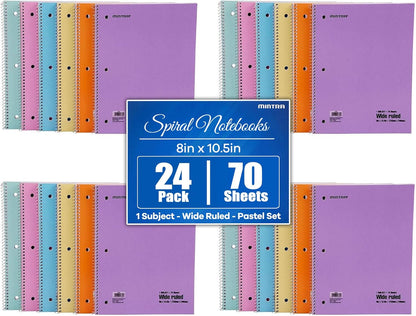 Mintra Office Spiral Notebooks, Wirebound, Journals for School, Work, Business, Aesthetic Stationery, Writing Pads, Teacher & Student Supplies (6, Pastel, College)