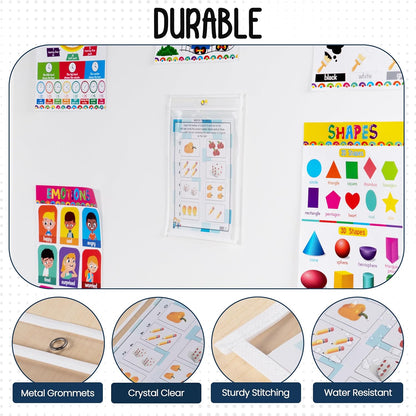 Essex Wares - 6 Pack, Assorted, Dry Erase Pocket Document Protectors, 10" Wide x 13.5" Tall- Dry Erase Clear Plastic Sleeves - Reusable & Easy Erase Plastic Invoice Holders, Water-Resistant & Durable