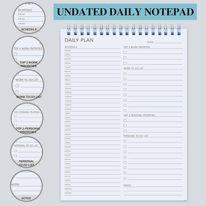 Weekly Planner Notepad,Spiral To Do List Undated Planning Pad, Weekly Organizer for Students, Weekly Agenda for Work & Daily Life, 52 Sheets, 6.5 x 9.8 in (Green)