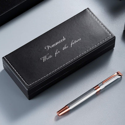 Penneed Rollerball Pen Liquid Ink Pens for Women Luxury Box Gel Pen Black Ink Fancy Pen Refillable for Executive, Office, Professional, Birthday Gift G5 (Rose Gold)