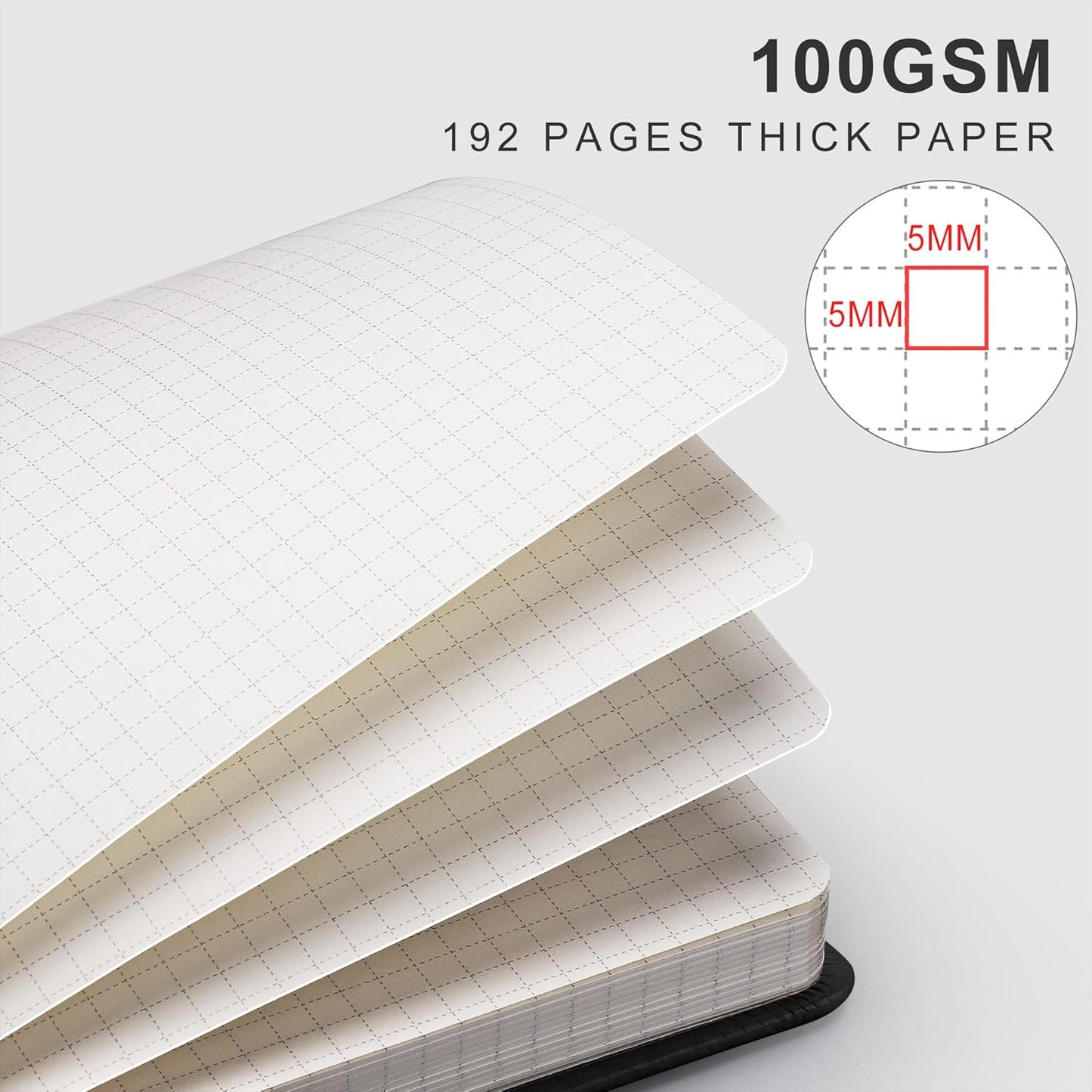 EMSHOI A4 College Ruled Notebook, Large 8.3" x 11.7", 192 Pages 100GSM Ink-Proof Faux Leather Hardcover Lay-Flat Lined Journal for Office School Work Writing, Black