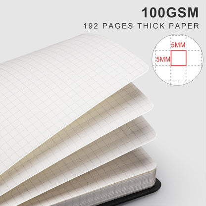 EMSHOI A4 College Ruled Notebook, Large 8.3" x 11.7", 192 Pages 100GSM Ink-Proof Faux Leather Hardcover Lay-Flat Lined Journal for Office School Work Writing, Black