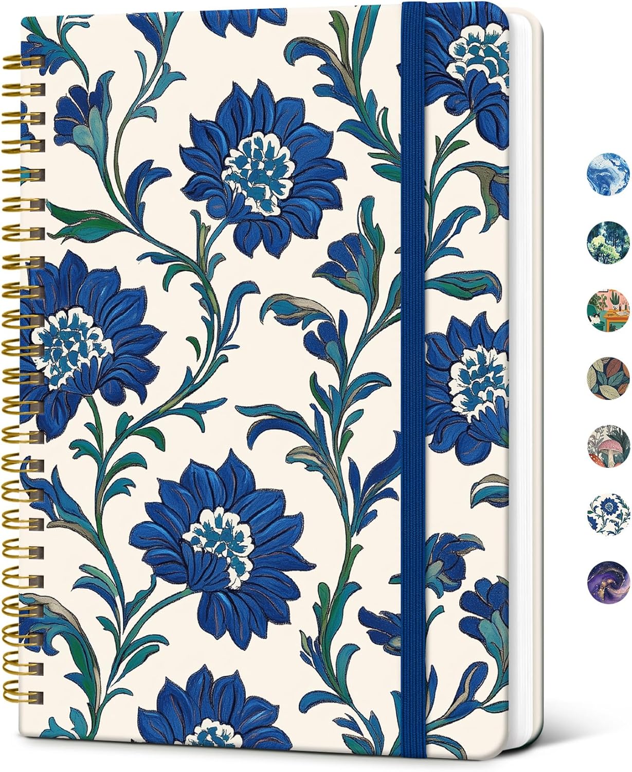 Taja Lined Spiral Journal Notebook for Women, A5 Cute College Ruled Hardcover Notebook for Work & Note Taking, Pretty Journal for Writing, 140 Pages, Flower Garden