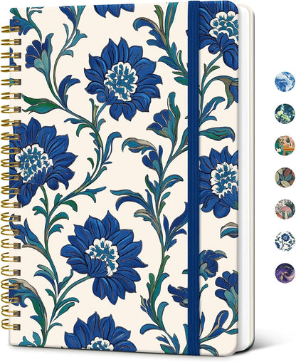 Taja Lined Spiral Journal Notebook for Women, A5 Cute College Ruled Hardcover Notebook for Work & Note Taking, Pretty Journal for Writing, 140 Pages, Flower Garden