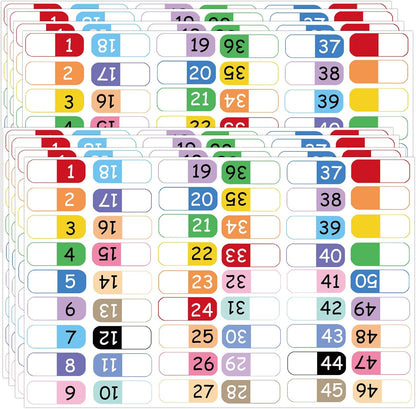Number Index Labels Multicolor Alphabet Tabs 1-50 Tab Dividers Stickers for 3 Ring Binders Notebook Classify Files Contents Page Address Book Folder (1-50)