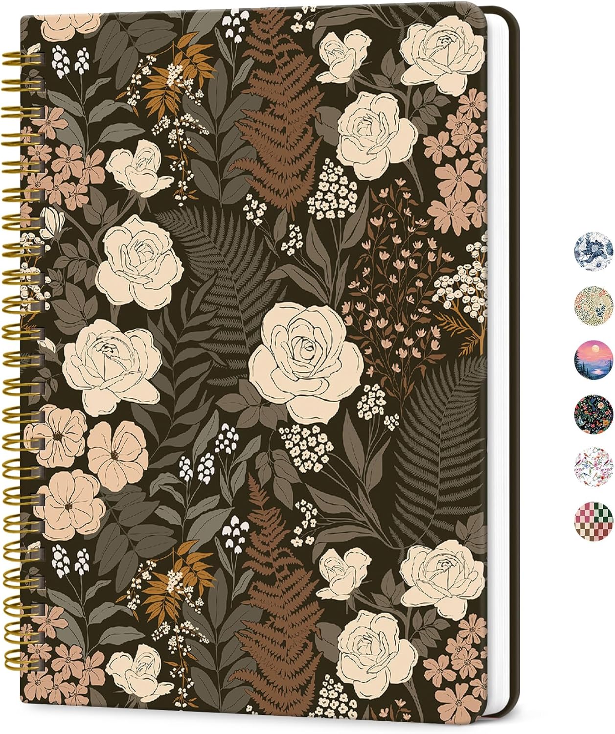 ZOTIA Lined Spiral Journal for Women, A5 Cute Hardcover College Ruled Notebook for Work, School & Note Taking, Aesthetic Writing Journal, 140 Pages (5.8" x 8.3"), Blue Floral