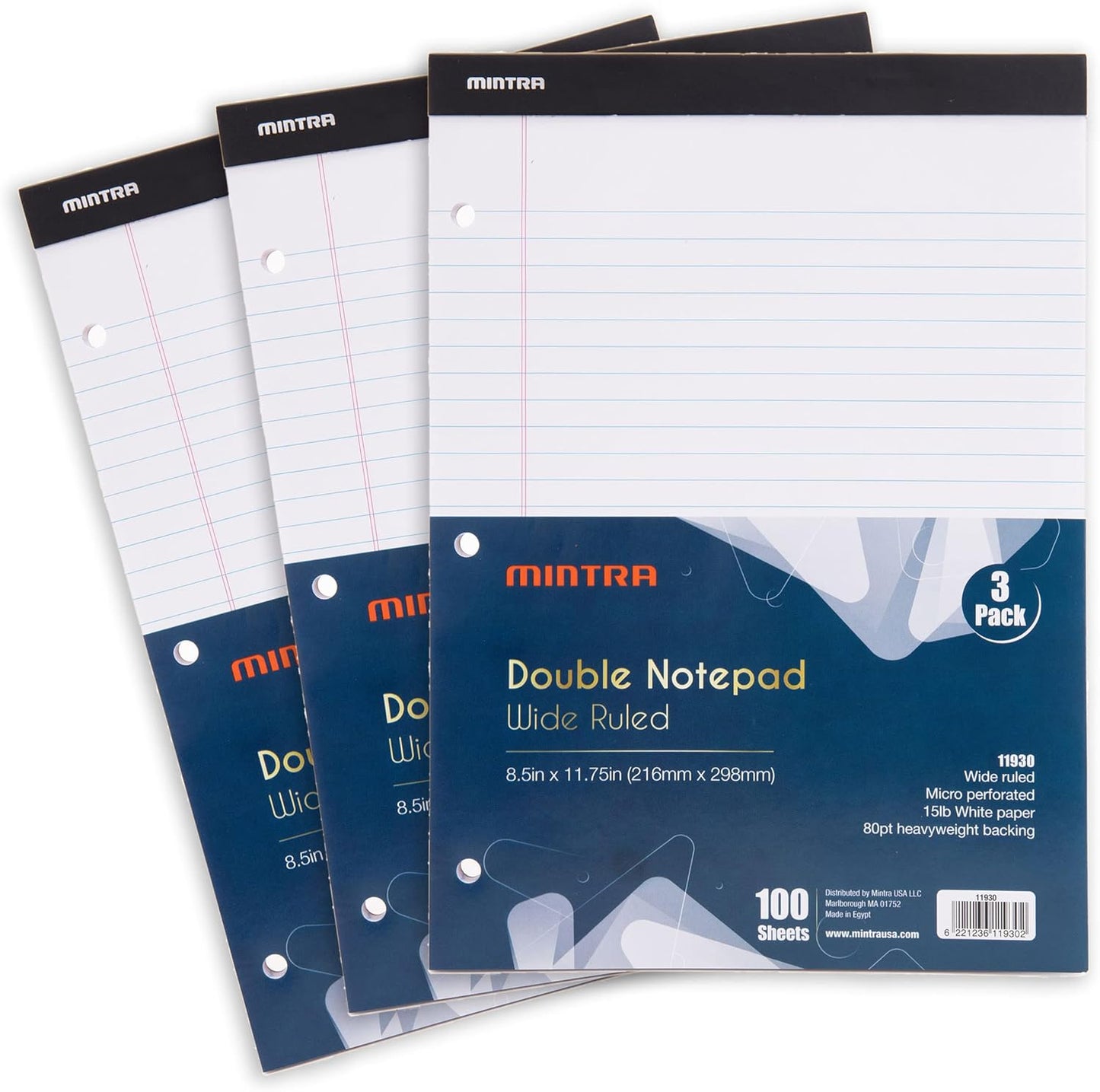 Mintra Office White Legal Pads – Ruled Notepads and Micro-Perforated Sheets, Ideal for Writing, Note-Taking & Creativity, Office, or Professional Use, Basic Pad 6 pack, 8.5"x11" (Narrow Ruled)