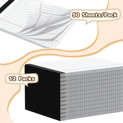Legal Pads 8.5 x 11, White Note Pads, Wide Ruled Paper - 2 Pack (100 Sheets Total), Thick 80gsm Premium Writing Pads with Perforated Pages & Sturdy Backing Board for Office, School, Home