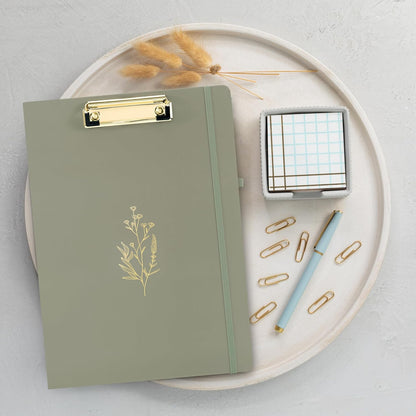 Aesthetic Clipboard Folio with Refillable Lined Notepad & Interior Pocket – Cute Padfolio/Legal Pad Holder for Women – Easily Organize Notes at Work, School, or Home
