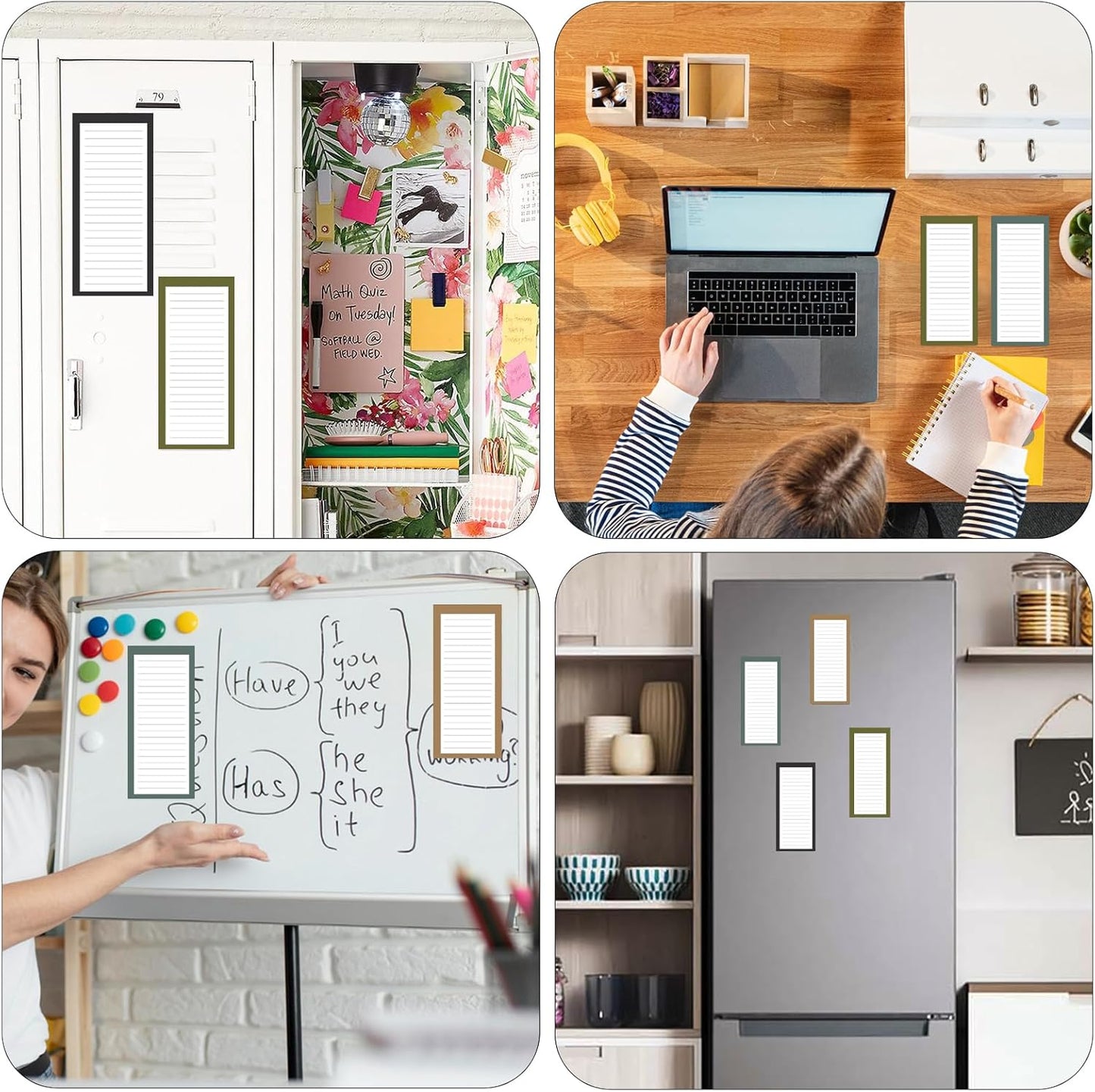 FLIPPED 4 Pack Magnetic Notepads for Refrigerator, Notepad Grocery List Large Magnet Pad for Fridge,Full Magnet Back Design Magnetic Memo Pads for Grocery List, Shopping List, to-Do List(200 Sheets)