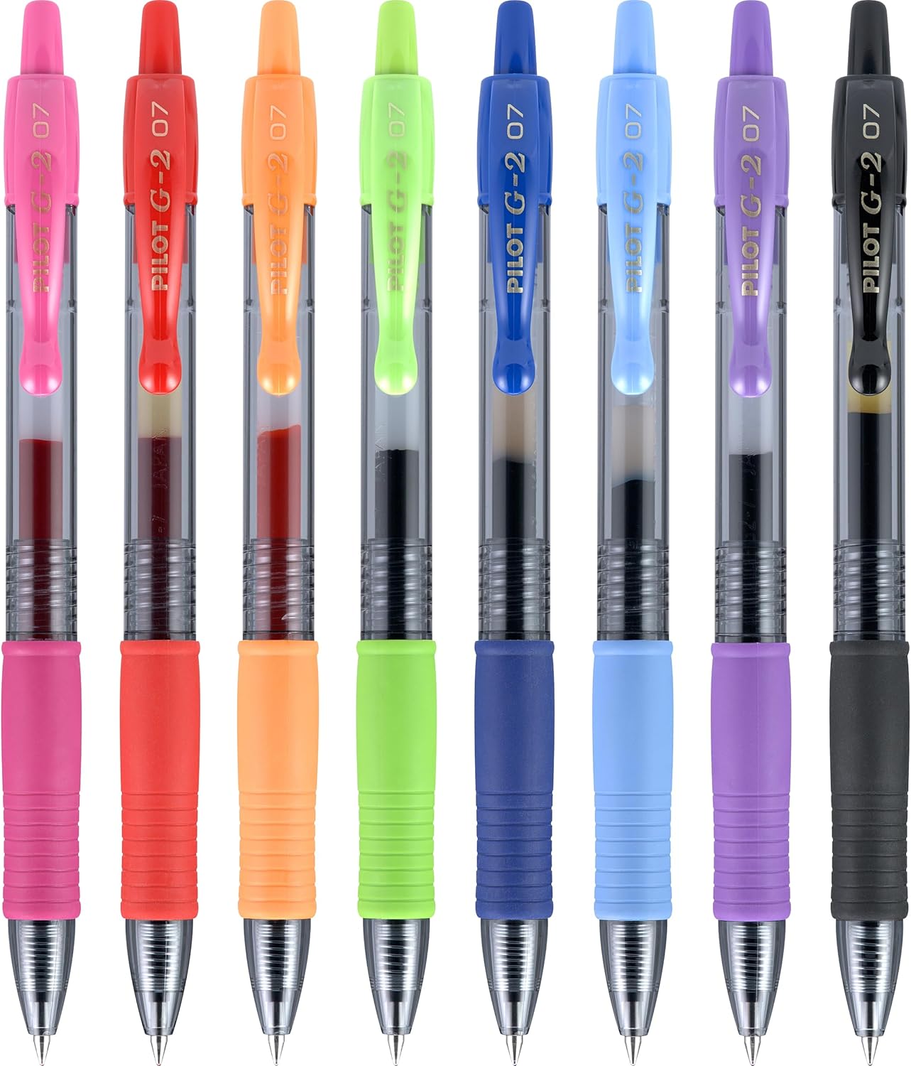 Pilot G2 Premium Refillable And Retractable Gel Ink Pens, Fine Point (0.7mm), 8 Colors, 8 Count (16606)
