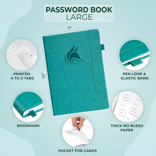Clever Fox Password Book with alphabetical tabs. Internet Address Organizer Logbook. Small Pocket Password Keeper for Website Logins (Orange)