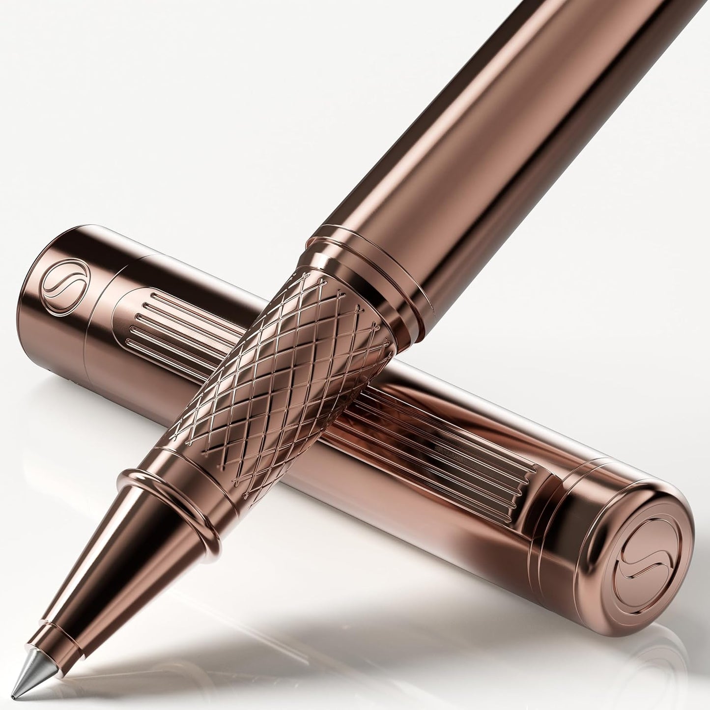 Scriveiner Midnight Blue Rollerball Pen - Stunning Blue Lacquer Luxury Pen, Chrome Finish, Schmidt Ink Refills, Men & Women, Professional, Executive Office, Nice Pen