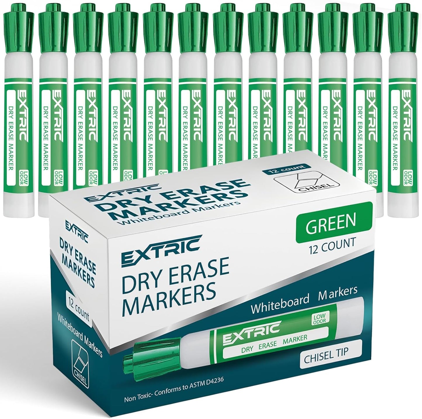 EXTRIC Black Dry Erase Markers, 12 Count Whiteboard Markers Chisel Tip, White Board Marker Dry Erase, Low Odor Chisel Tip Erasable Markers