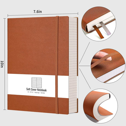 AHGXG 8.5''×11'' Notebook College Ruled - Large A4 Notebook Lined Journal - 320 Pages Thick Journal for Writing, 100gsm Thick Paper, Leather Softcover, for Work School - Black
