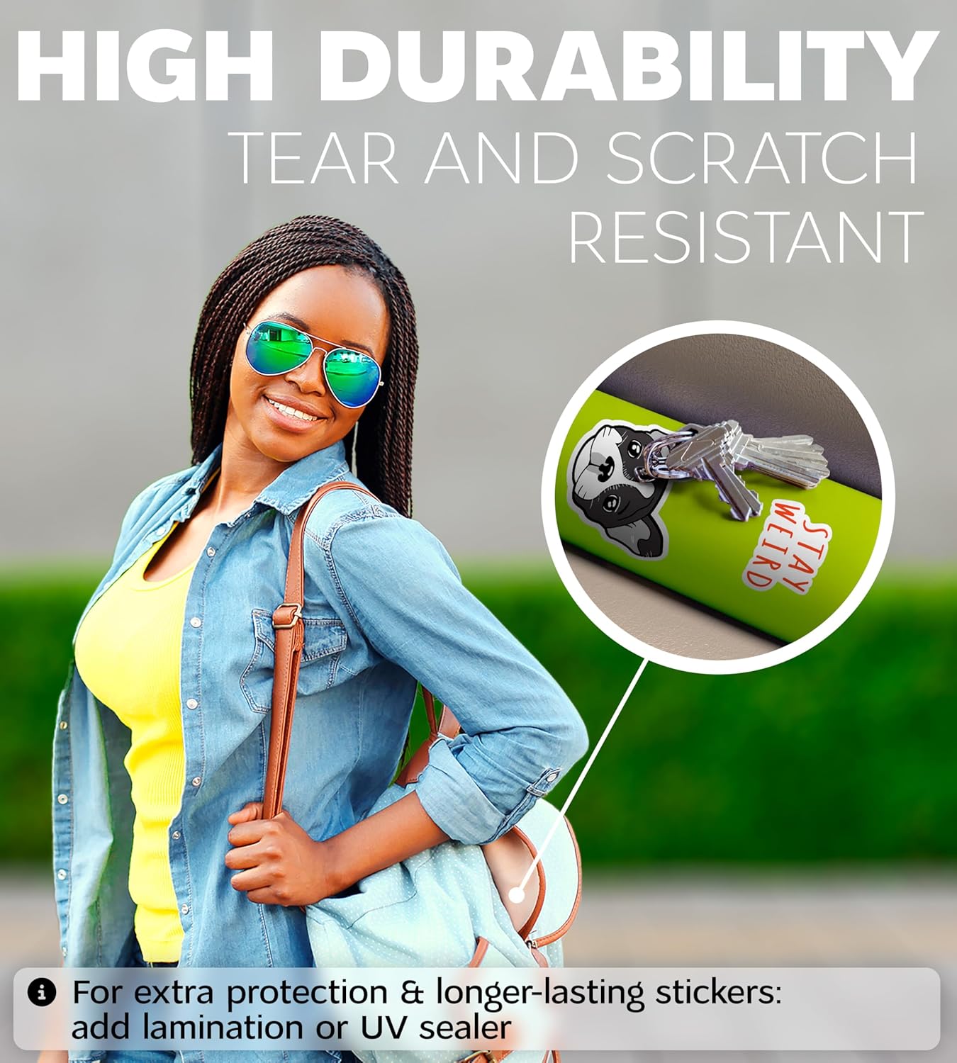 Premium Printable Vinyl Sticker Paper for Inkjet Printer and Laser - 20 White Matte Sticker Paper Waterproof - Durability Adhesive Paper 8.5 x 11, Fast Dry, Holds Ink Well, Great for Cutting Machines