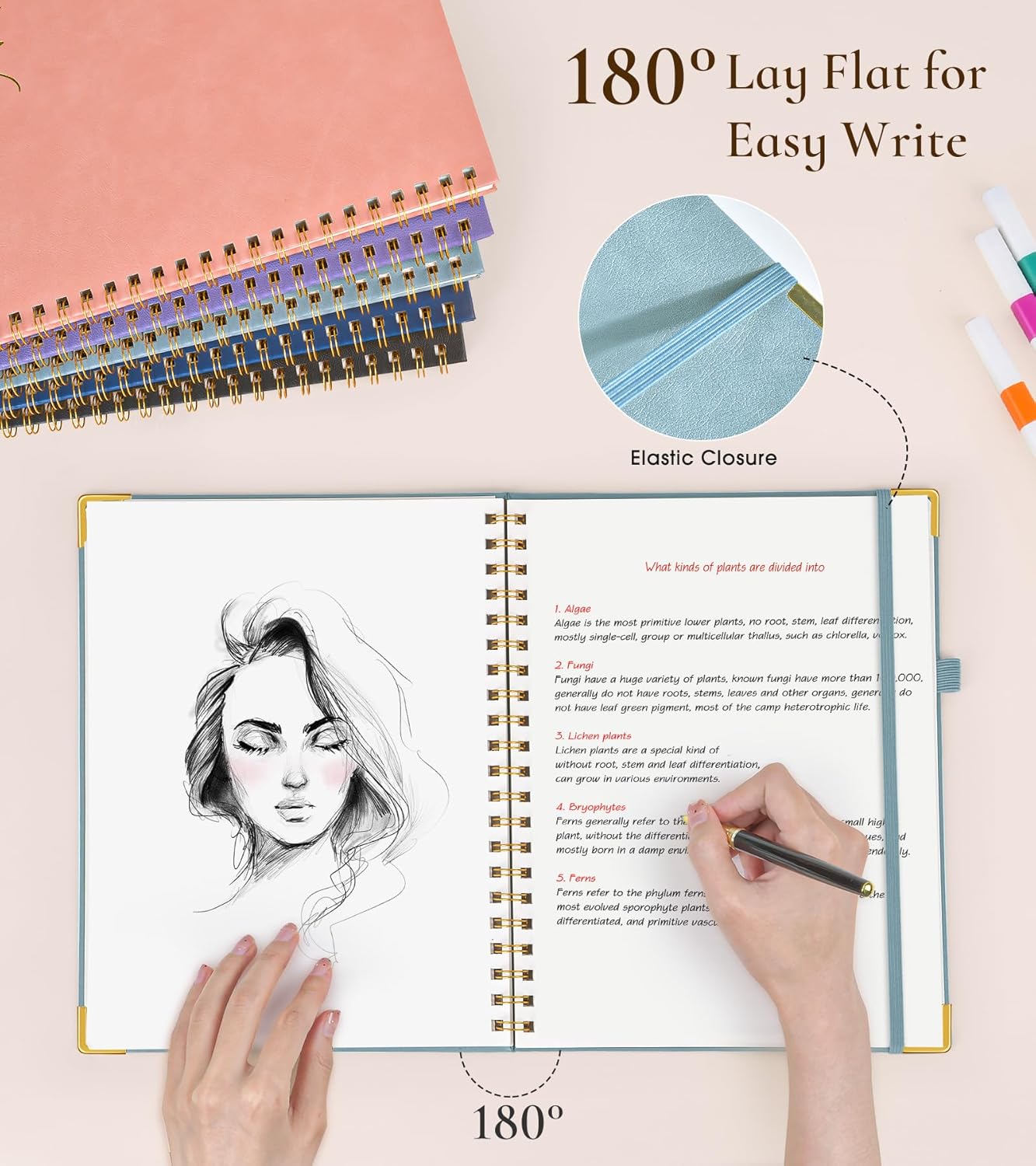 Hardcover Spiral Notebook Journal 8.5” x 11”, A4 Large Leather Notebooks for Women Men, Lined College Ruled Notebook, 50 Sheets/100 Pages, Spiral Bound Journals for Work School Note Taking, Green