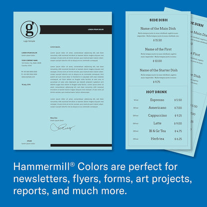 Hammermill Colored Paper, 24 lb Blue Printer Paper, 8.5 x 11 - Made in the USA, Pastel Paper, 103671R-1 Ream (500 Sheets)
