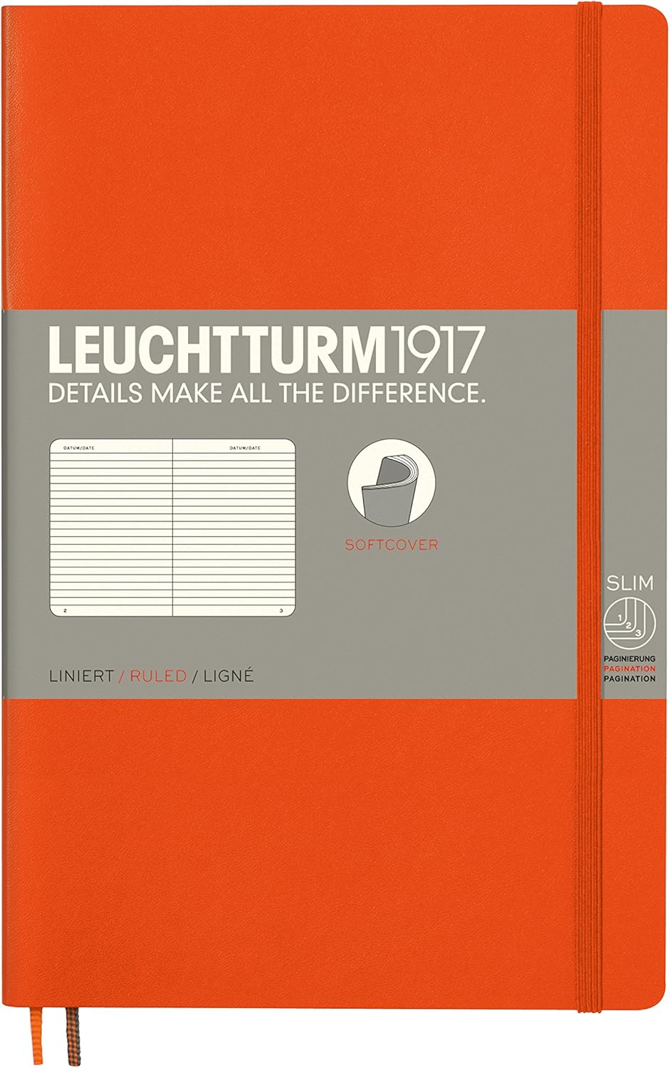 LEUCHTTURM1917 - Notebook Softcover Paperback B6+ - 123 Numbered Pages for Writing and Journaling (Ruled, Rising Sun)
