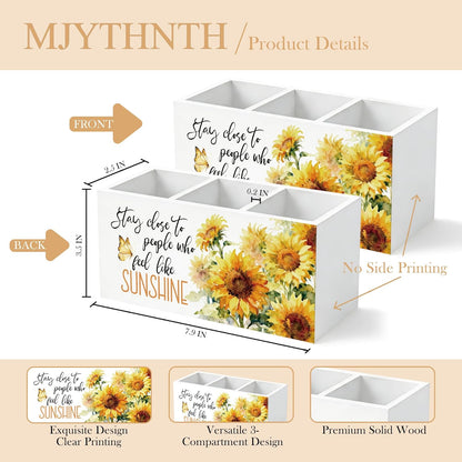 Don't Overthink It Inspirational Pencil Pen Holder for Desk, Pink Positive Affirmations Wooden Box Sign Pen Holder Organizer for Home Office School Desk Accessories