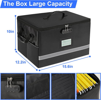 EXLIFBAG File Organizer, Fireproof File Box with Lids, Important Document Organizer Box with Lock, Portable File Folder Organizer with Handle