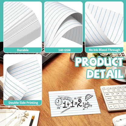 BIGNC Index Cards 3x5, 320 Pack Ruled Flash Cards, Note Cards 3x5 Lined, Flash Cards for Studying Note Taking and To Do List Double Side Lined, White