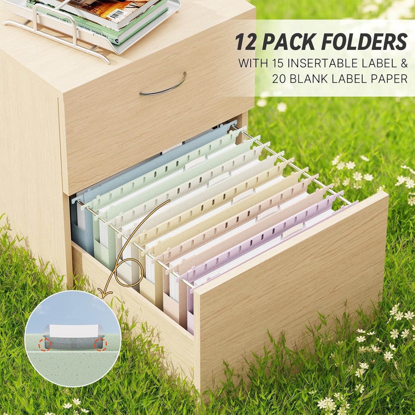 XINGIA Legal Size Hanging File Folders Extra Capacity,1'' Expansion Hanging Folders for Filing Cabinet,12 Pack Wheat Straw File Folders Hanging with Tabs,Pastel Hanging File Organizer for Office