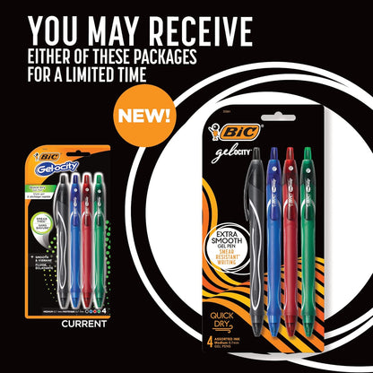 BIC Gelocity Quick Dry Blue Gel Pens, Medium Point (0.7mm), 12-Count Pack, Retractable Gel Pens with Comfortable Full Grip
